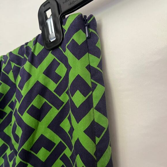 Sara Campbell A-Line Skirt Sz M Preppy Coastal Mod Green Retro Geometric 60s - Picture 7 of 10